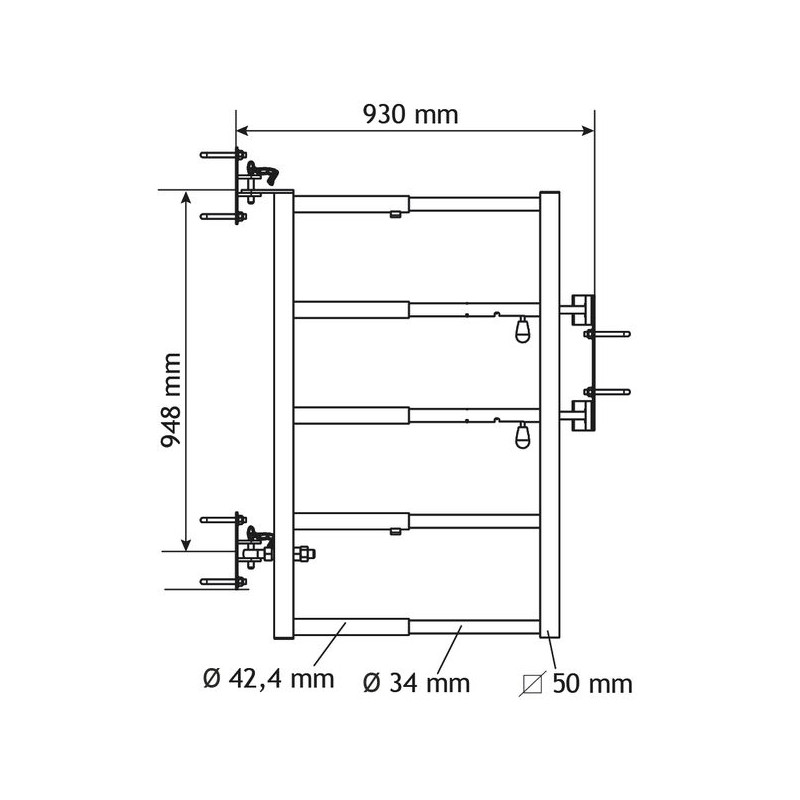 Portillon 5 lisses extensible avec verrou EASYLOCK pour passage d'animaux