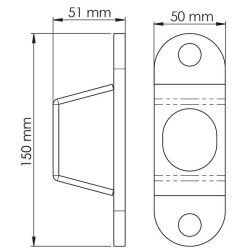 Platine de réception de verrou standard face et côté