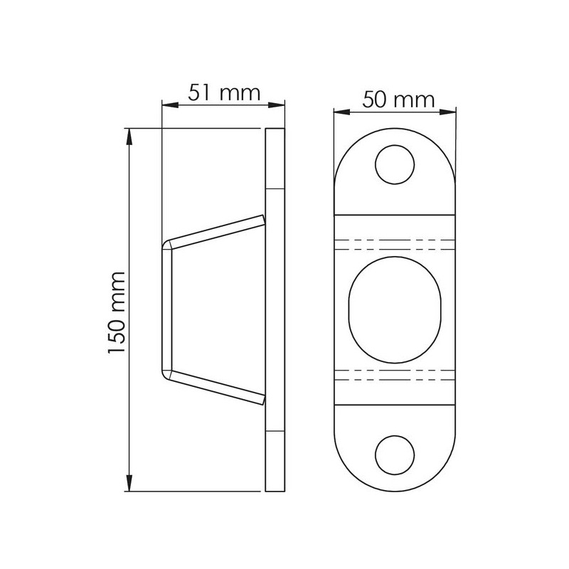 Platine de réception de verrou standard face et côté