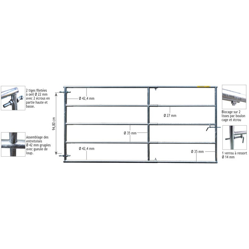 Porte de prairie extensible 2 à 3 m Porte de prairie extensible 2 à 3 m
