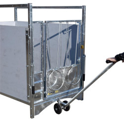 Chariot pivot 2 roues pour déplacement des boxes à veau roulant XL HYGIENE PRO et STANDARD