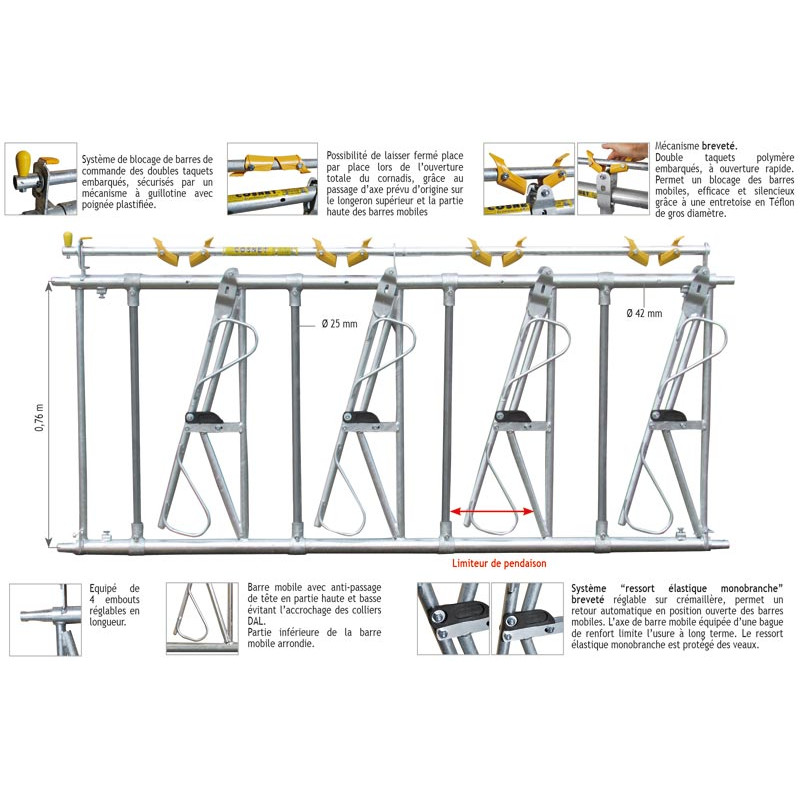 Cornadis à veaux JUNIOR CONFORT SR sans porte-seaux 4 places/2 m