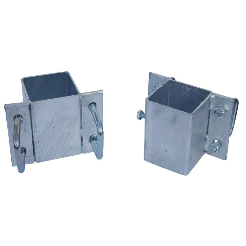 Bride de fixation avec 4 étriers carré de 60 mm pour poteau carré 80x80 mm