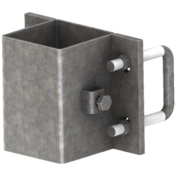 Bride de fixation avec 4 étriers carré de 60 mm pour poteau carré 80x80 mm