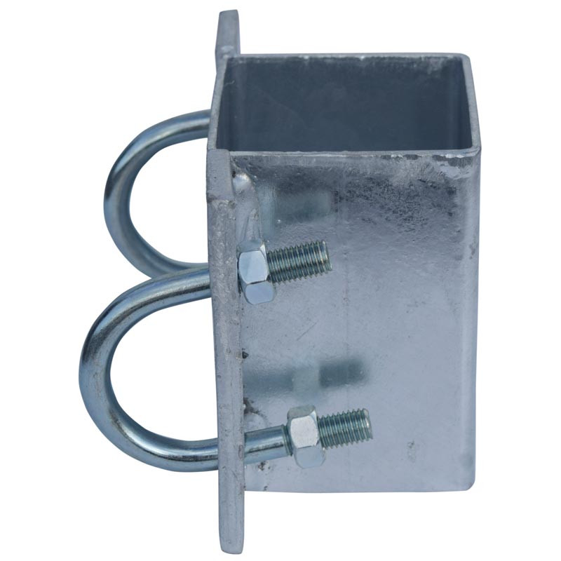 Bride de fixation avec étriers Ø 49 mm pour poteau carré 80 mm