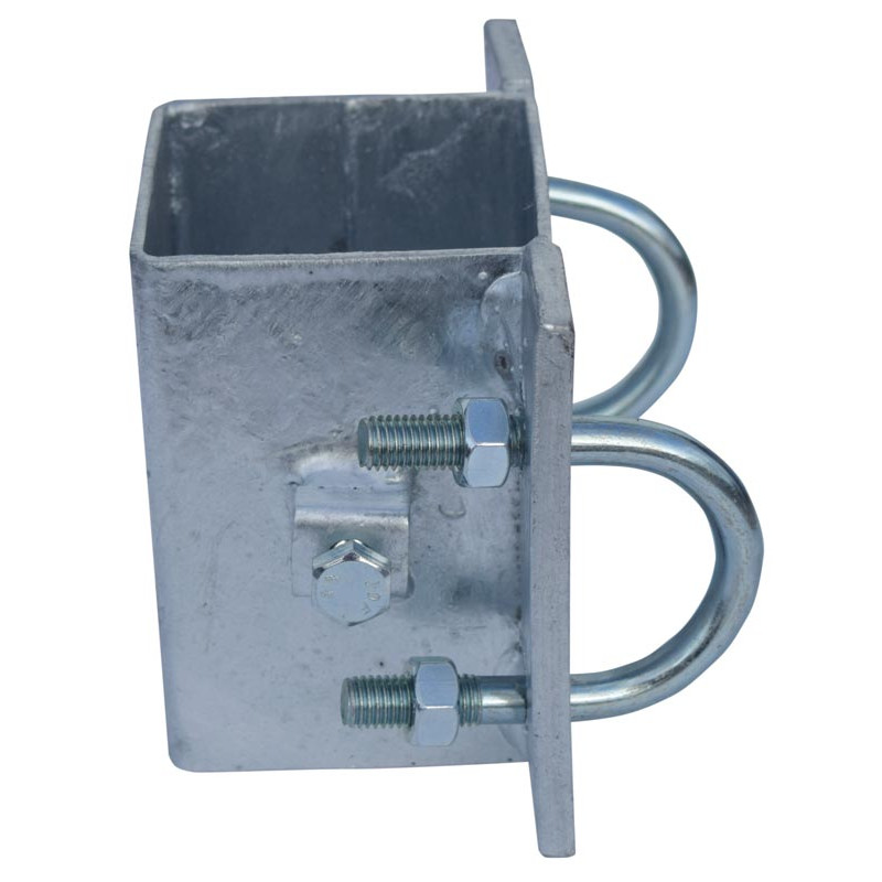 Bride de fixation avec étriers Ø 49 mm pour poteau carré 80 mm