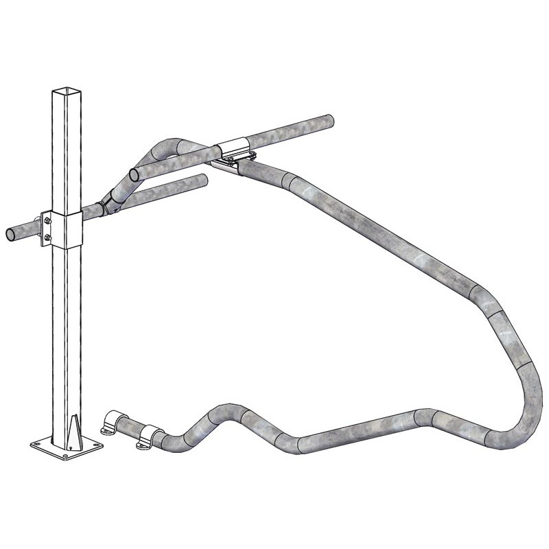 Bride de fixation avec étriers Ø 49 mm pour poteau carré 80 mm