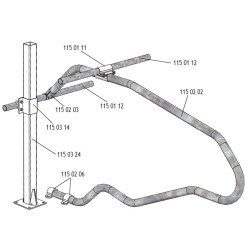 Bride de fixation avec étriers Ø 49 mm pour poteau carré 80 mm