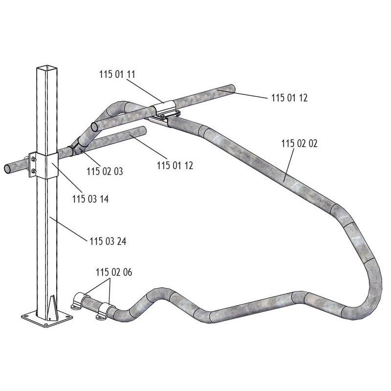 Bride de fixation avec étriers Ø 49 mm pour poteau carré 80 mm