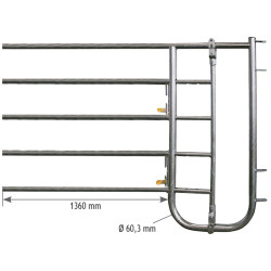 Embout avant 5 lisses passage d'hommes ou veaux pour barrière de stabulation