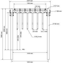 Module Finger gate avec poteaux Ø 102 mm à sceller