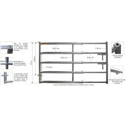 Embout arrière 5 lisses pour barrière de stabulation 0,90/2 m