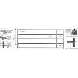 Barrière herbage Ø 42,4 mm extensible avec 1 verrou - 3/4 m Barrière herbage Ø 42,4 mm extensible avec 1 verrou - 3/4 m
