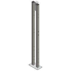 Poteau arrière sur platine avec butée de cloison pour cases à veaux PM et GM Poteau arrière sur platine avec butée de cloison pour cases à veaux PM et GM