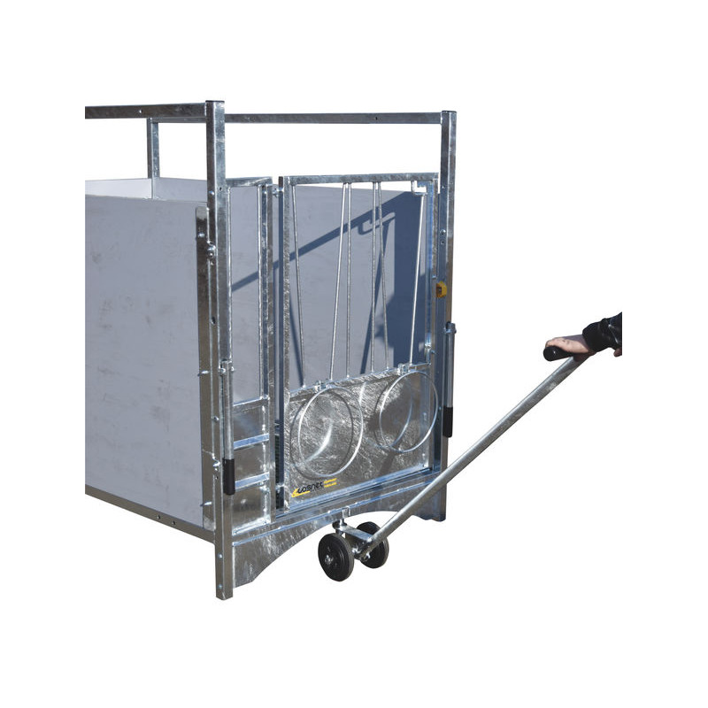 Chariot pivot 2 roues pour déplacement des boxes à veau roulant XL HYGIENE PRO et STANDARD