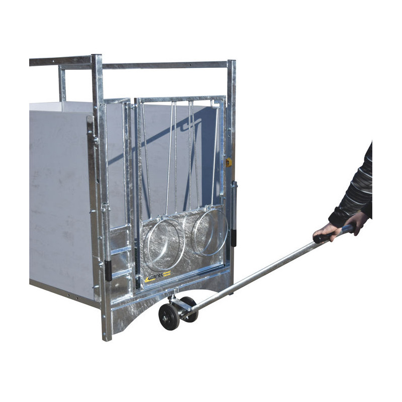 Chariot pivot 2 roues pour déplacement des boxes à veau roulant XL HYGIENE PRO et STANDARD