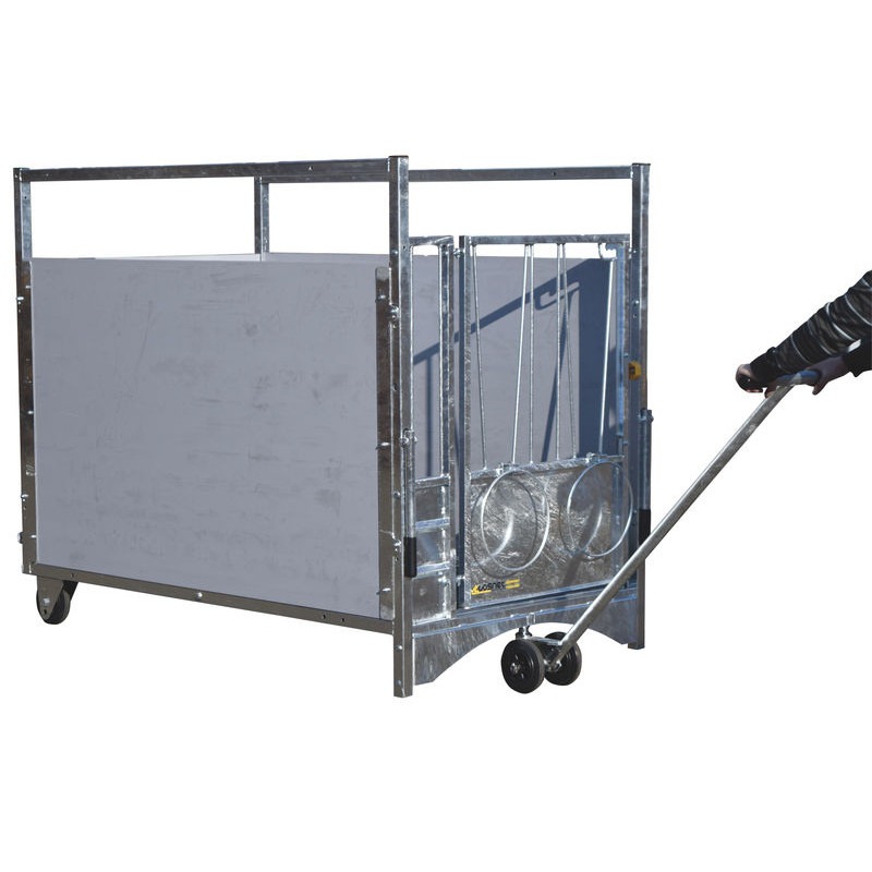 Chariot pivot 2 roues pour déplacement des boxes à veau roulant XL HYGIENE PRO et STANDARD