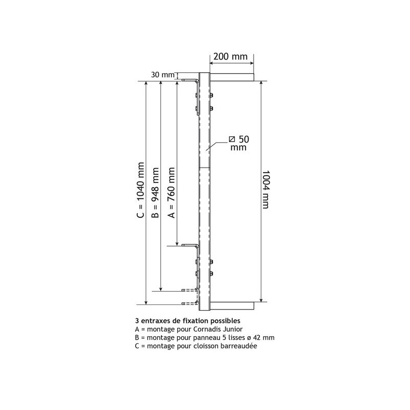 Embout réglable pour cloison barreaudée Ø 42,4 mm Embout réglable pour cloison barreaudée Ø 42,4 mm
