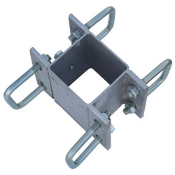 Bride de fixation avec 8 étriers carré de 60 mm pour poteau carré 80x80 mm