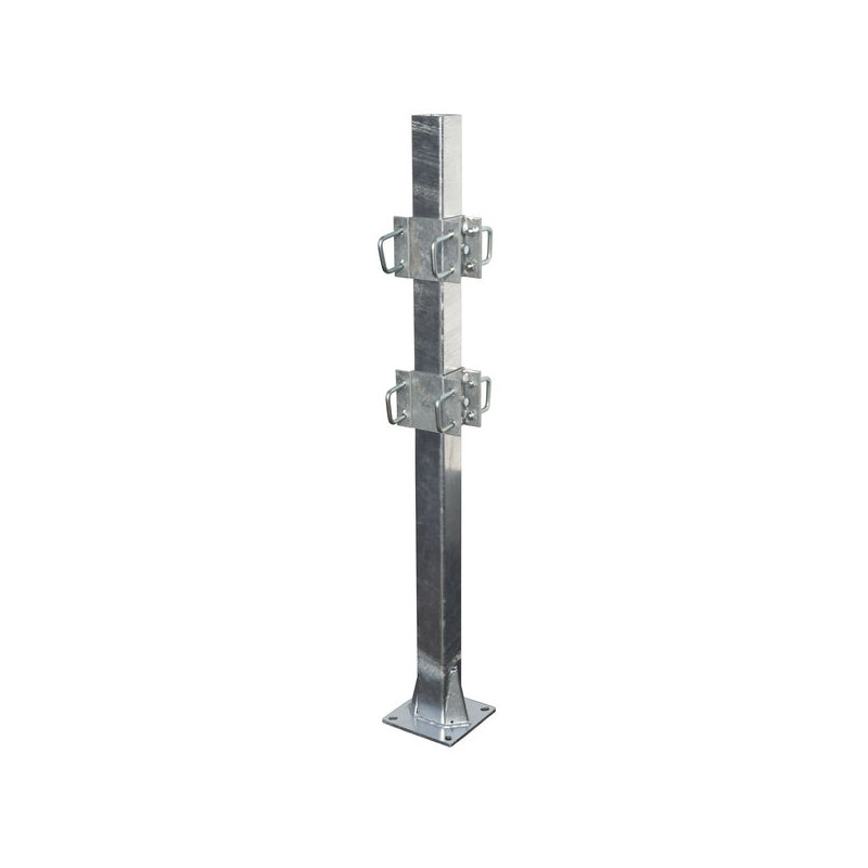 Bride de fixation avec 8 étriers carré de 60 mm pour poteau carré 80x80 mm